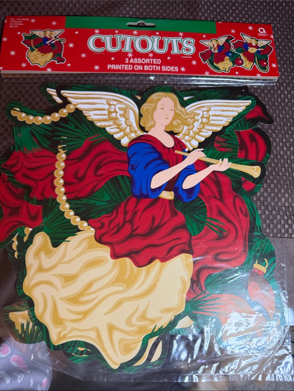 Vintage Amscan Holiday Angel Wall Decoration& Snowflake cutouts